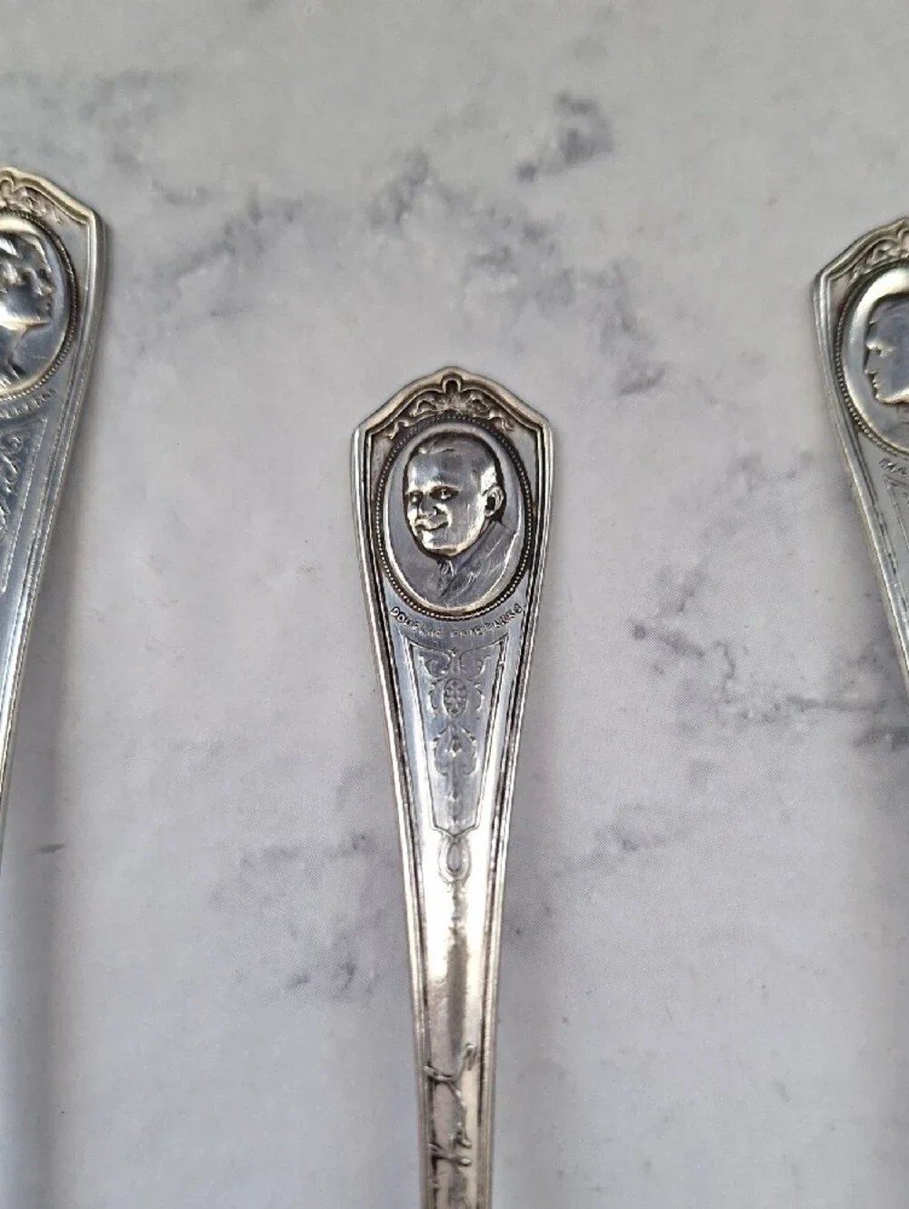 1920 Silent Movie Stars Set of 4 Silver-Tone Decorative Teaspoons